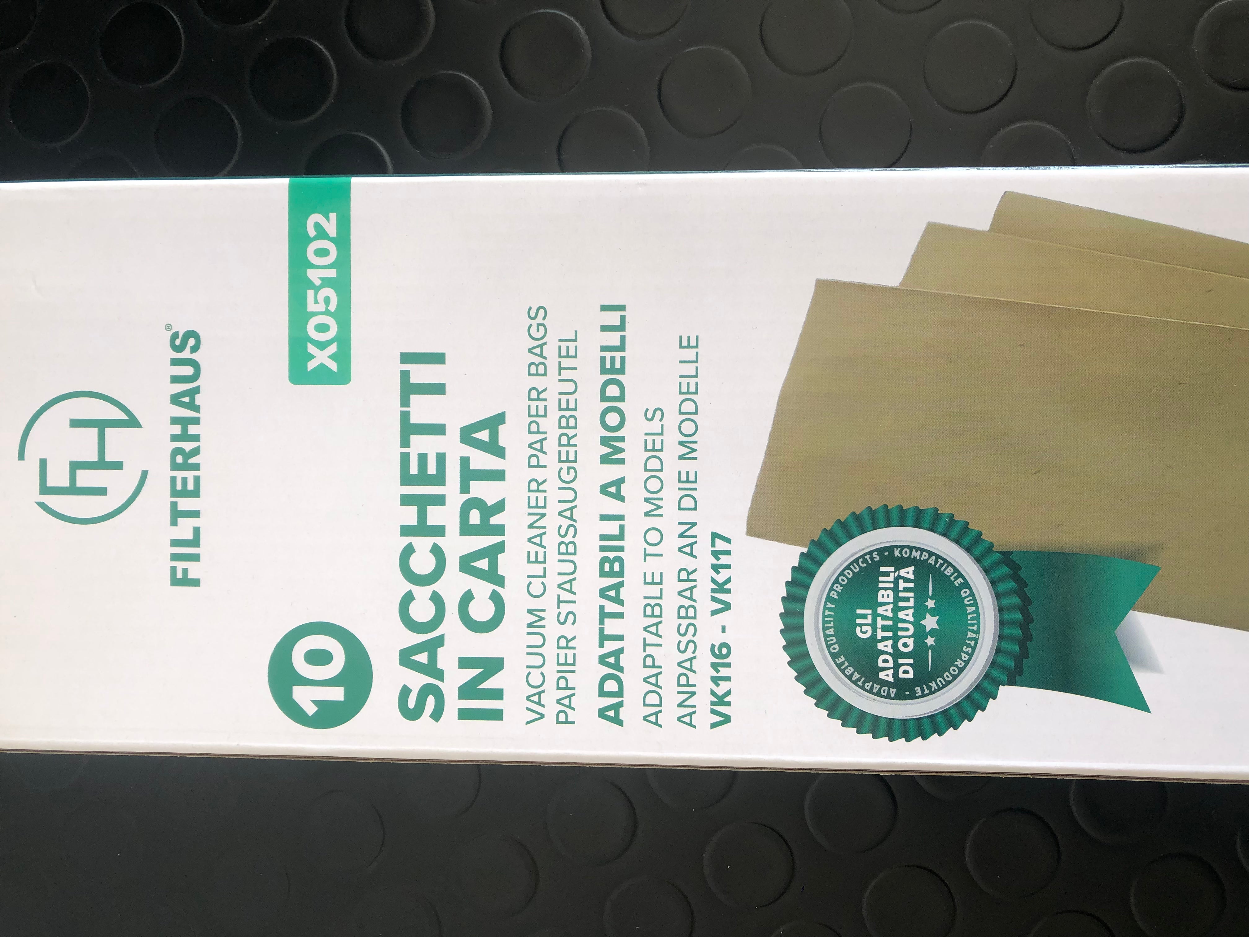 Confezione 6 sacchi filtro vk117 Folletto compatibili VORWERK FOLLETTO