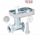 Accessorio tritacarne TC22 con elica in ghisa, coltello e piastra Ø 8 in acciaio Omra OMRA