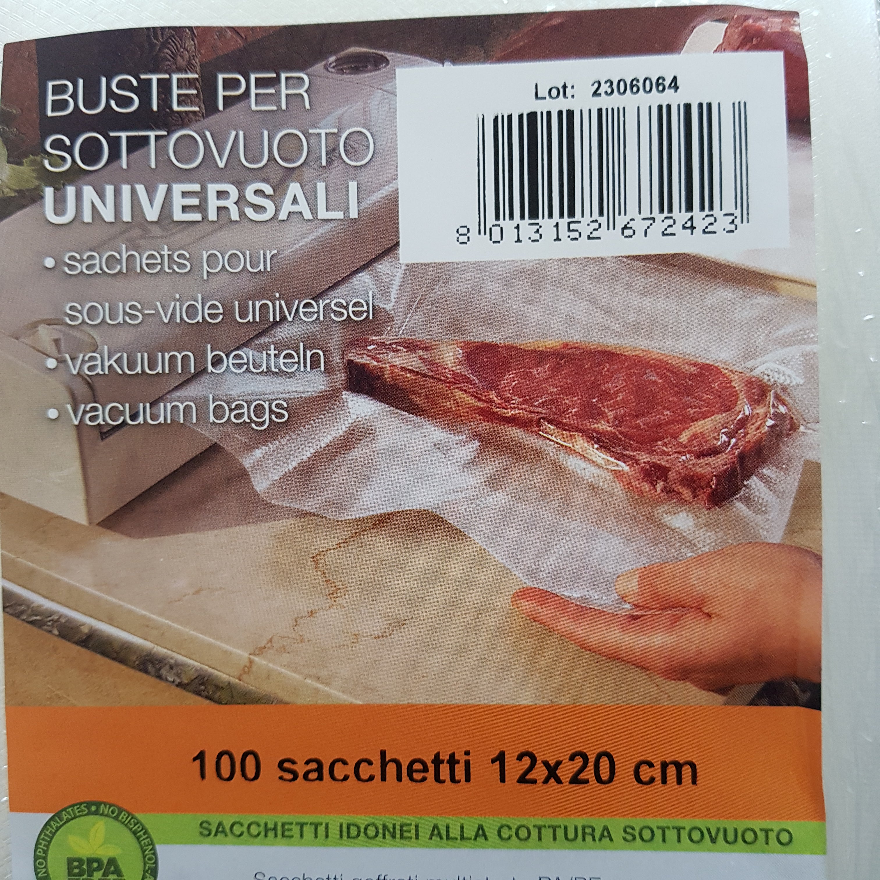 Buste sacchetti sottovuoto goffrati 12x20 busta 100pz 3 strati Reber REBER